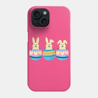 Three Easter Smiling Bunnies in Colorful Eggs Phone Case