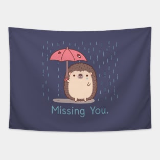 Sad Hedgehog With Umbrella Missing You Tapestry