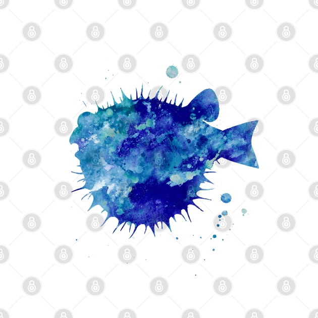 Blowfish Watercolor Painting by Miao Miao Design