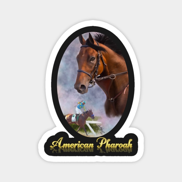 American Pharoah, Triple Crown Winner with Name Plate Magnet by BHDigitalArt