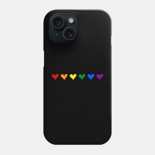 Row of Hearts Pride Rainbow Color red, purple, yellow, green, blue, orange Phone Case