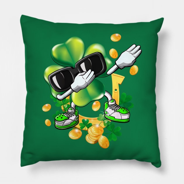 Dabbing Shamrock St Patricks Day Men Women Kids Pillow by Jhon Towel