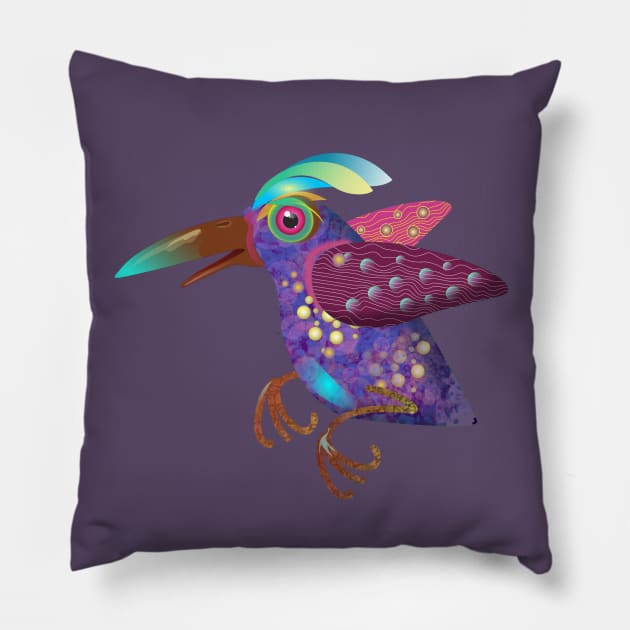 Snappy Magic Bird Pillow by emespixels