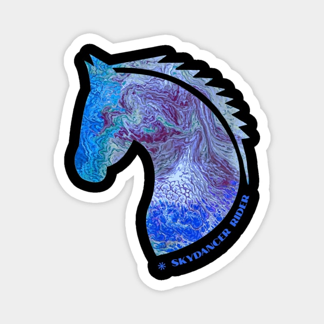 Skydancer Rider Blue Stallion Horse Silhouette Design Magnet by OLena Art 