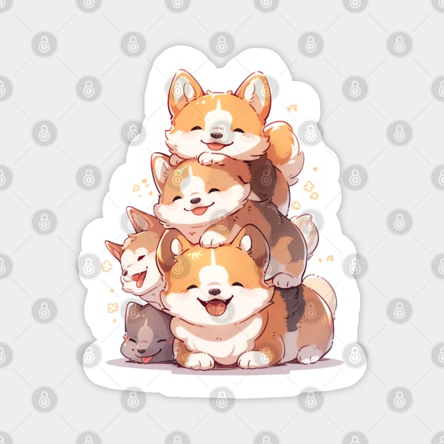 Stack of Corgis Magnet by Birdbox