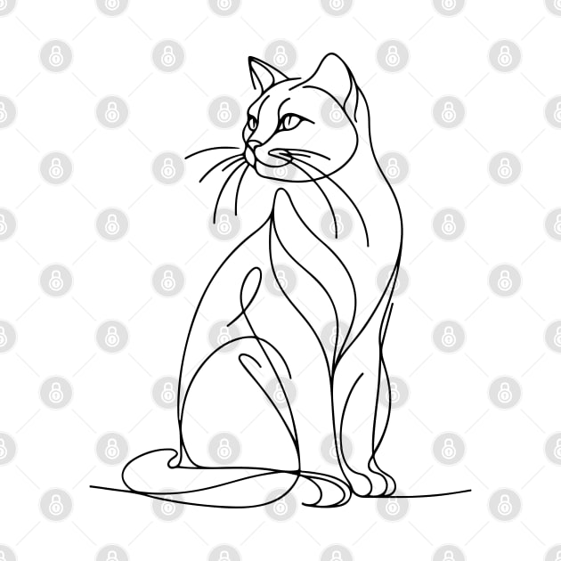 Cat line art black and white by Delicious Art