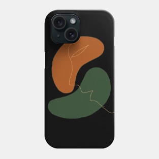 Abstract shape art with line art face in earth tones Phone Case