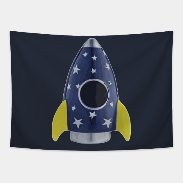 Space Rocket, Retro Tapestry by Applecrunch