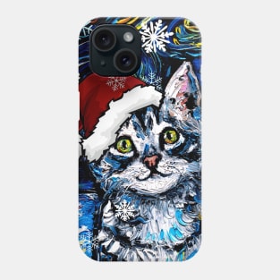 Gray Tabby Kitten Santa Phone Case