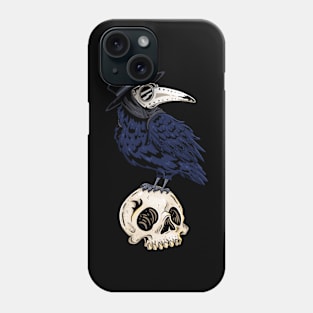 Shadowed Sentinel: The Plague Doctor's Raven Companion Phone Case