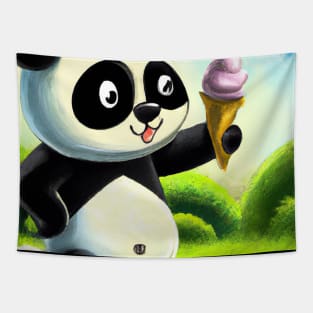 Panda with Ice Cream Tapestry