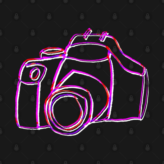 Minimal Pink Camera Line Art by badlydrawnbabe