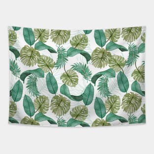 Tropical Watercolor Leaves Tapestry