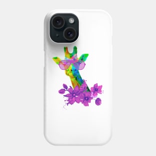 Neon Giraffe with Sunglasses Phone Case