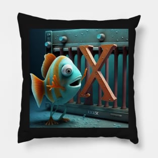 Letter X for X-Ray fish playing the Xylophone from AdventuresOfSela Pillow