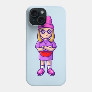 Cool Girl Wearing Glasses Cartoon Phone Case