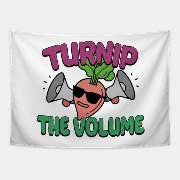 Turnip The Volume Funny Disco Gardening Gift Tapestry by Mesyo