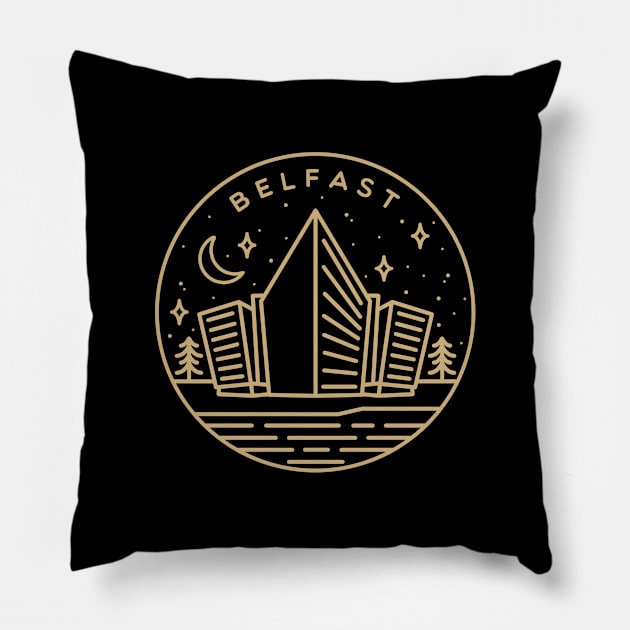 Belfast, Northern Ireland Emblem - Gold Pillow by typelab