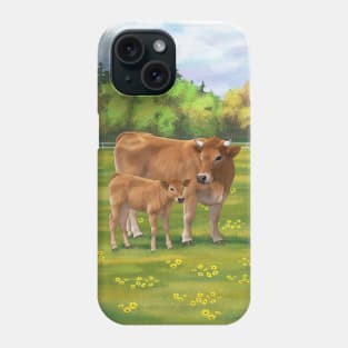 French Aubrac Cow and Cute Calf Phone Case