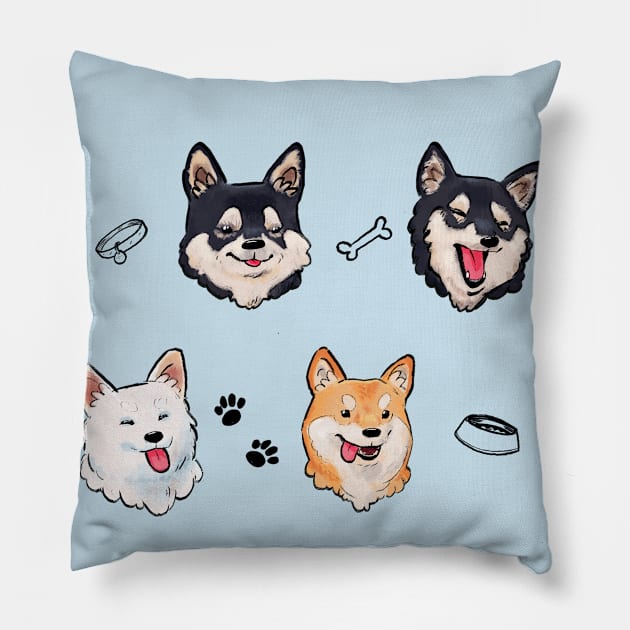 Shiba Inu Friend Faces Pillow by trmrddr