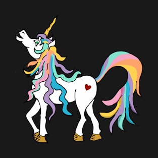 Colourful unicorn with rainbow coloured tail T-Shirt