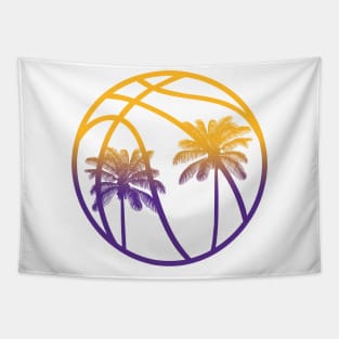 LA Palm Tree Basketball - White Tapestry