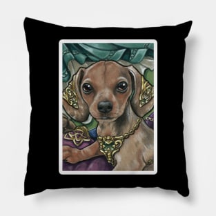 Dachshund Puppy Prince - White Outlined Version Pillow