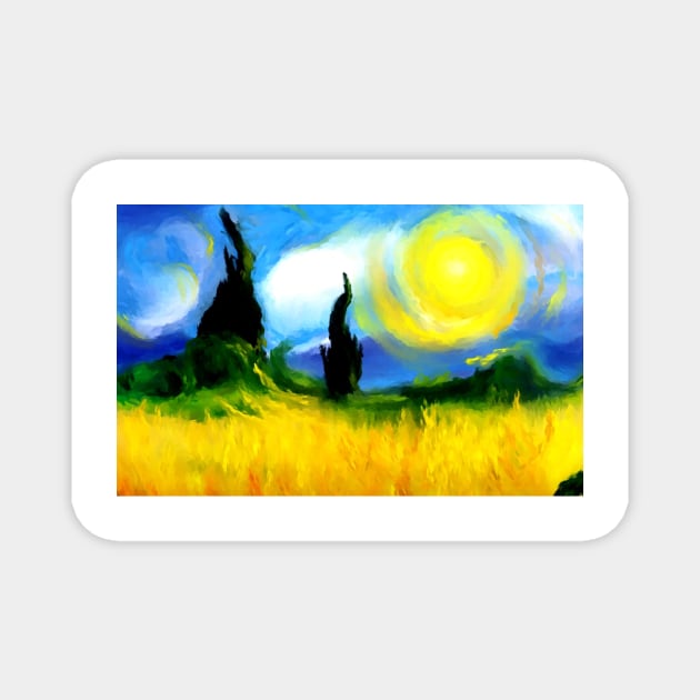 summer fields forest impressionist van gough Magnet by druidwolfart