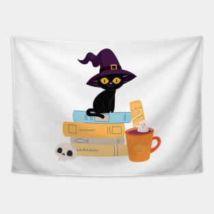 Witchy Black Cat || Ghost coffee Tapestry