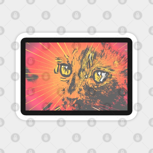 Cat Face Print Illustration, Cat Eyes ArtWork Magnet by KINKDesign