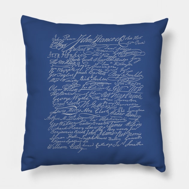 Signatures from Declaration of Independence John Hancock 4th of July Pillow by bigraydesigns