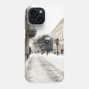 Vintage city winter in Belgrade Phone Case