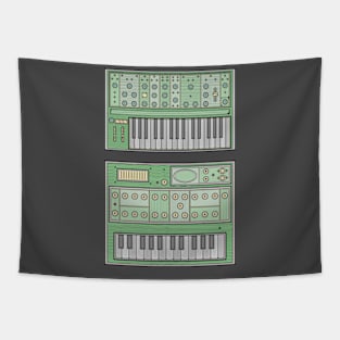 Green Retro Synthesizer Tapestry