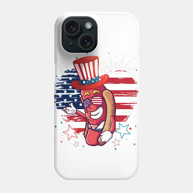 Funny 4th Of July 2021 Fourth Of July For Men's And Women's For 4th Of July Celebration Birthday Gift for hot dog's Phone Case by dianoo