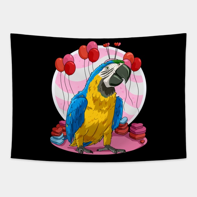 Blue and Yellow Macaw Valentines Day Parrot Bird Tapestry by Noseking