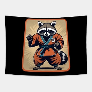 Raccoon judo Tapestry