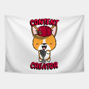 Cute corgi is a content creator Tapestry