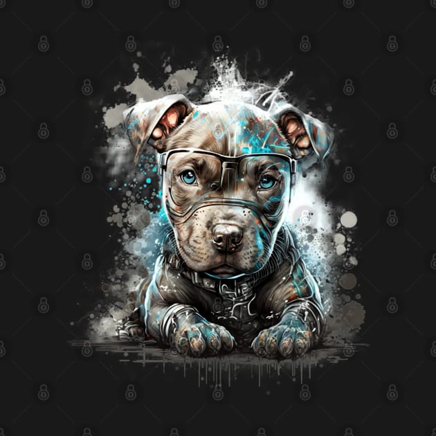 Pitbull Puppy doggy dog Sci-fi by Buff Geeks Art