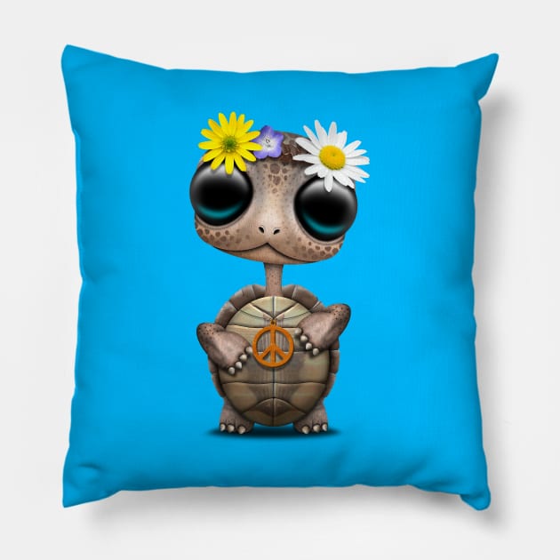 Cute Baby Turtle Hippie Pillow by jeffbartels