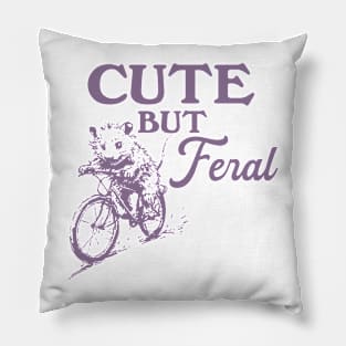 Cute But Feral Possum On A Bike Shirt, funny possum meme Pillow