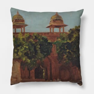 View of the Lal Darwaza on the Matwa Road, Between the Purana Qila and Old City, Delhi by Valentine Cameron Prinsep Pillow