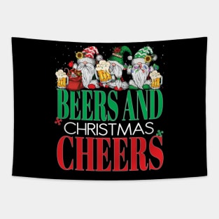 Funny Beers and Christmas Cheers Gnomes Santa Claus Xmas Holiday Season Tapestry