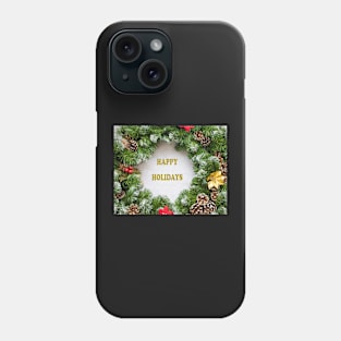 Christmas Wreath with Happy Holidays Phone Case