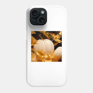 White Pumpkin with Golden Leaves Phone Case