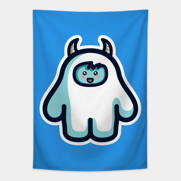 Kawaii Cute Abominable Snowman Yeti Tapestry by freeves