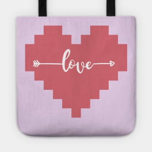 Pixel heart love. Valentines Day Tote