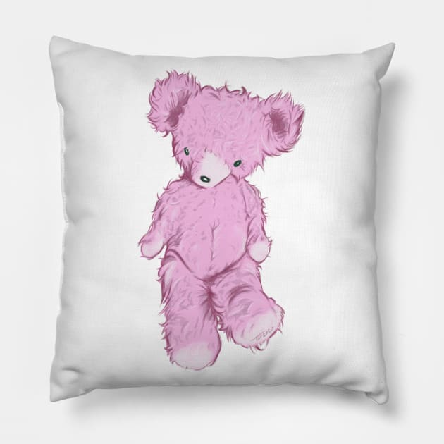 Pink Teddy Bear Pillow by So Red The Poppy