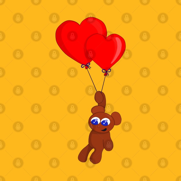 A Teddy Bear Holding Heart Shaped Balloons by DiegoCarvalho