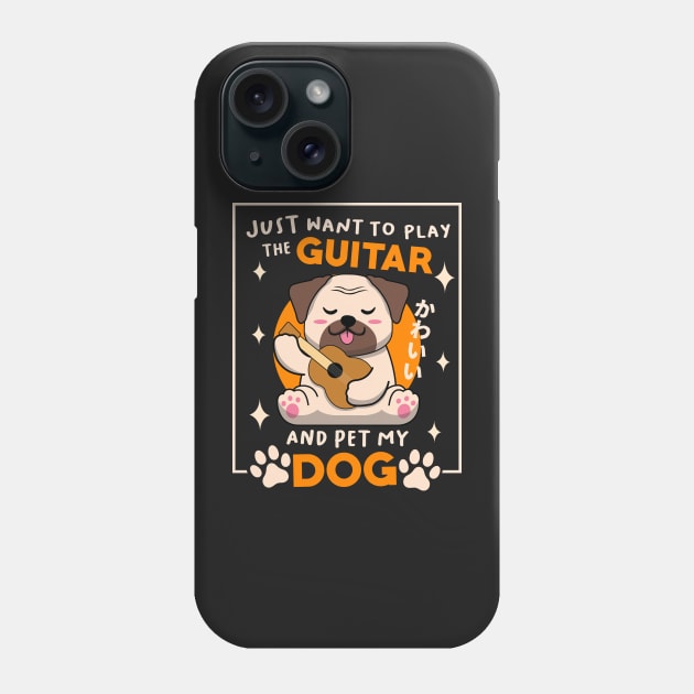 Just Want To Play The Guitar And Pet My Dog Phone Case by Luna Illustration