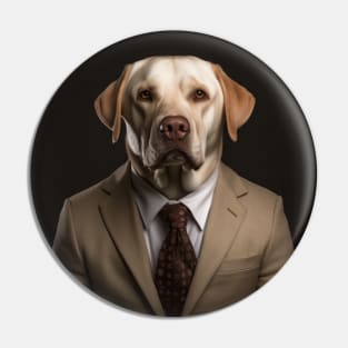 Labrador Retriever Dog in Suit Pin